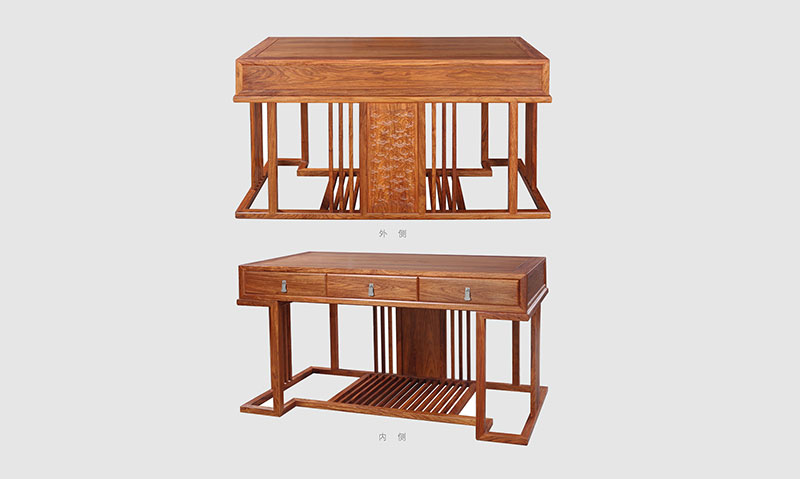 潮阳 别墅中式家居书房装修实木书桌效果图
